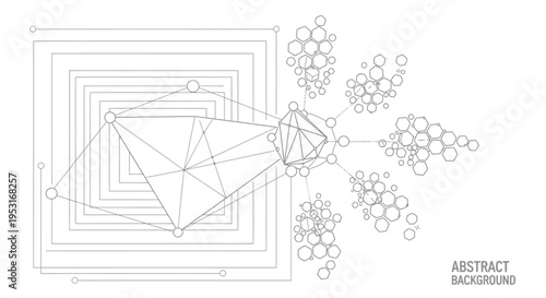 Abstract geometric network structure with interconnected nodes.