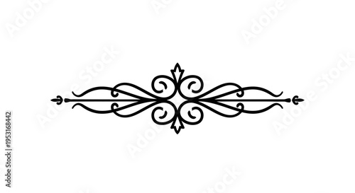 Ornate Black Line Art Flourish Ornament Border Design