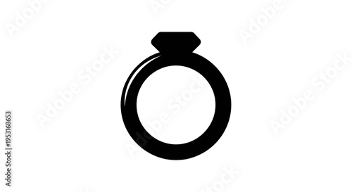 Black Diamond Engagement Ring Glyph Icon, Symbol of Love, Marriage, Jewelry