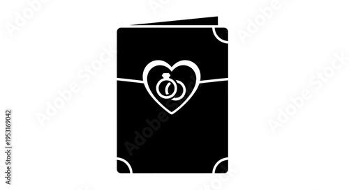 Wedding Invitation Card Icon - Black and White Glyph Style