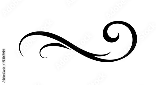 Black Swirl Flourish Ornament Decoration, Elegant Scroll Design