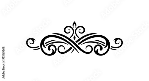 Ornate Black and White Flourish Design, Elegant Decorative Element