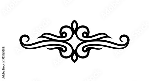 Elegant Black and White Swirl Flourish Ornament Vector