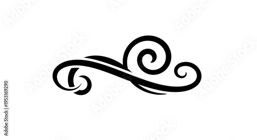 Black Ornamental Swirl Flourish Design, Decorative Element, Vector Art