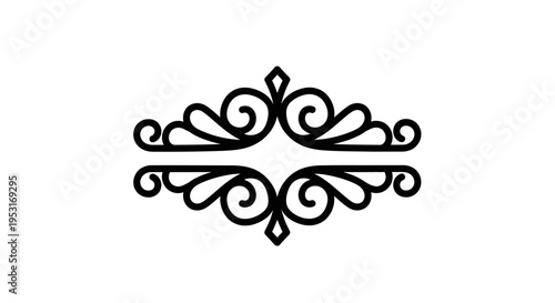 Elegant Black and White Ornate Flourish Divider, Decorative Swirl Element