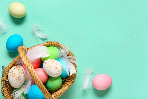 Wicker basket with painted ...