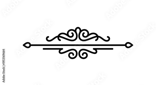 Black  White Line Art Swirl Ornament for Decoration and Design