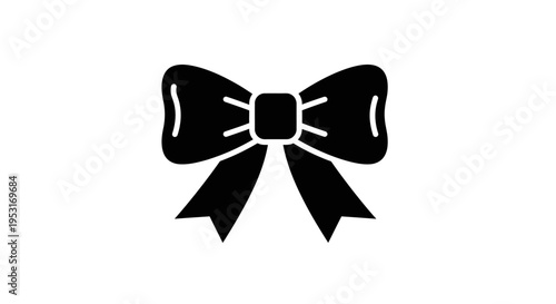 Black and White Glyph Icon of a Ribbon Bow Tie