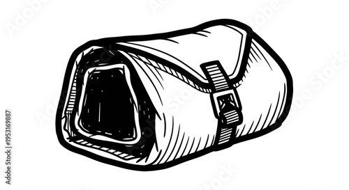Black and White Line Art Illustration of a Toiletry Bag