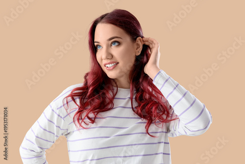 Young young woman with red ...