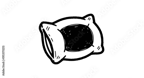 Black and White Line Art of a Pillow