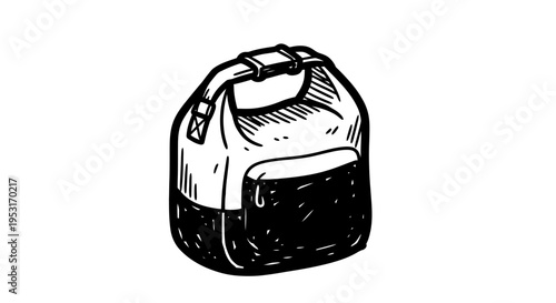 Black and White Line Art of a Dry Bag Backpack