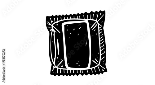Black and White Line Art of a Wrapped Candy Bar