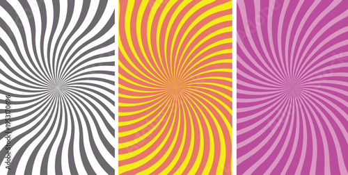 Background with radial stripes in three color variations