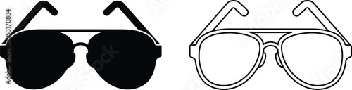 Aviator Sunglasses Icon Set Vector