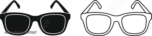 Black and White Glasses Icon Set Vector