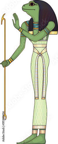 Heget . Egyptian hieroglyph and symbol.Isolated figure of ancient egypt god.