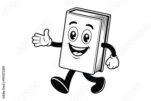 A cheerful anthropomorphic book character is waving with a friendly expression perfect for educational designs on transparent background high-quality professional.