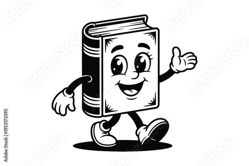 A cheerful anthropomorphic book character is waving with a friendly expression perfect for educational designs on transparent background high-quality professional.