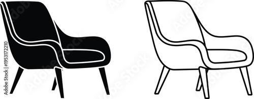 Modern Armchair Icon Set Vector