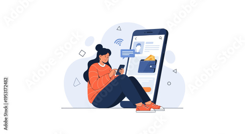 Woman using smartphone for online banking and mobile payments with digital wallet on screen