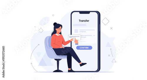 Woman using smartphone for money transfer, online banking, digital finance concept