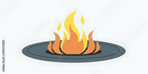 Burning flame on dark surface.