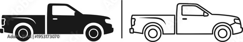 Pickup Truck Icon Set Vector