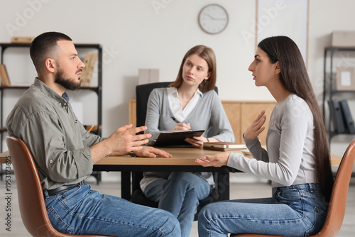 Young couple discussing pro...