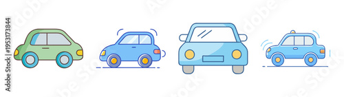 Cute cartoon cars vector illustration set for kids transportation vehicle design and art work