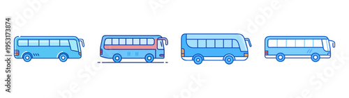 Illustrated blue bus transport vehicle public transportation travel design vector graphic art