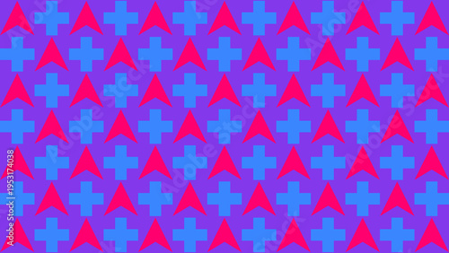 Arrow and Plus Pattern on Purple Background