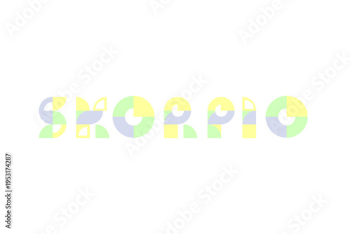 Diseño geométrico de letras para la palabra skorpio