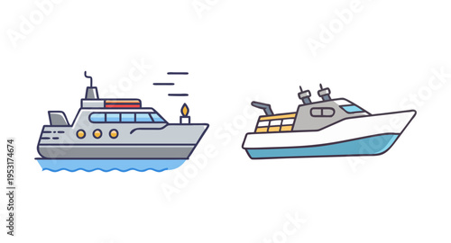 Cartoon illustration of two boats vector design for transport and travel industry graphic design