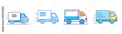 Delivery truck service fast shipping logistics and transportation vehicle moving cargo and goods