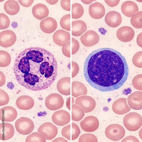 Neutrophil and Lymphocyte Blood Smear Comparison