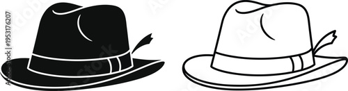 Fedora Hat Vector Icon Set Vector