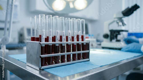 Blood samples in test tubes.