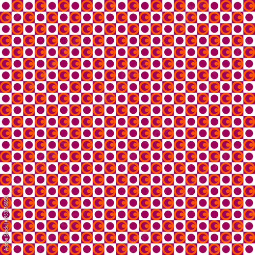 Retro Geometric Pattern in Red Orange and White vector background