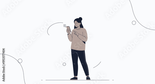 Woman using smartphone for online shopping, payment, or communication