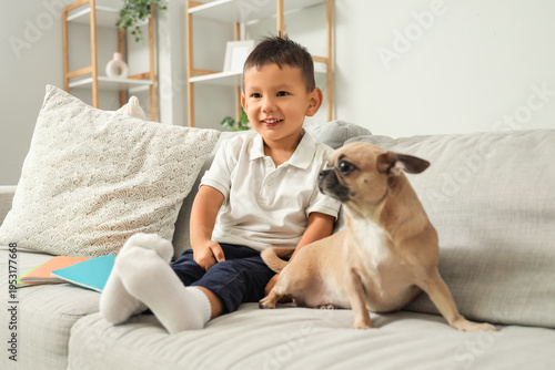 Cute little Asian boy with ...