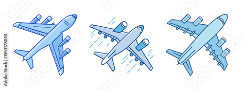 Cartoon airplanes flying vector illustration aviation travel airline transport design graphic art sky flight