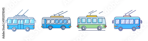 Illustration of trolleybus transportation public transit vehicle design graphic element vector art