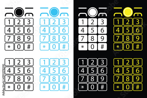 Modern Phone Dial Pad Keypad UI Icon Set Vector Collection in Multiple Color Styles