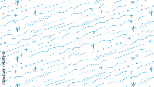ゆるいあしらい、手描きのゆるいキラキラとした背景シームレスパターン 16:9 A loose, casual design with a hand-drawn, sparkling seamless background pattern.
