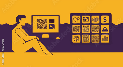Digital Finance. Cryptocurrency. Online Transactions. Flat Design Illustration.