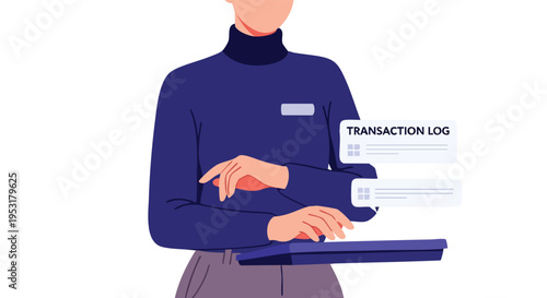 Business Professional. Data Entry. Transaction Log. Digital Work. Flat Illustration.