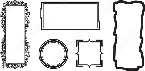 Collection of four distinct black outlined shapes on a white background