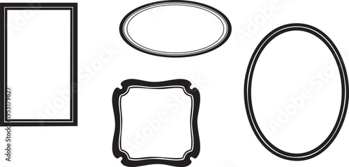 Collection of four distinct black outlined shapes on a white background