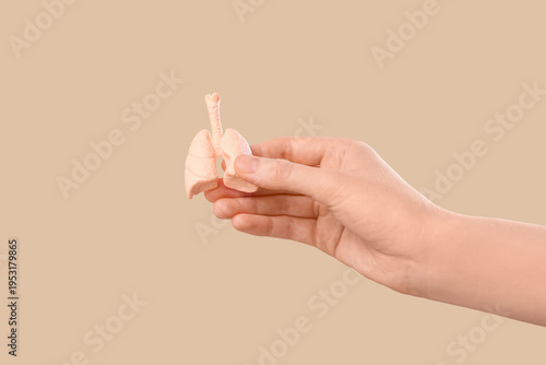 Female hand with human lung...